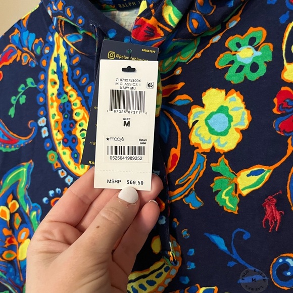 Polo Ralph Lauren Men’s Paisley Jersey Hooded Long Sleeve NWT - Picture 5 of 8